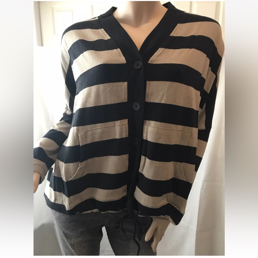 FRENCH TERRY CARDIGAN STRIPES OATMEAL / BLACK SMALL🌸